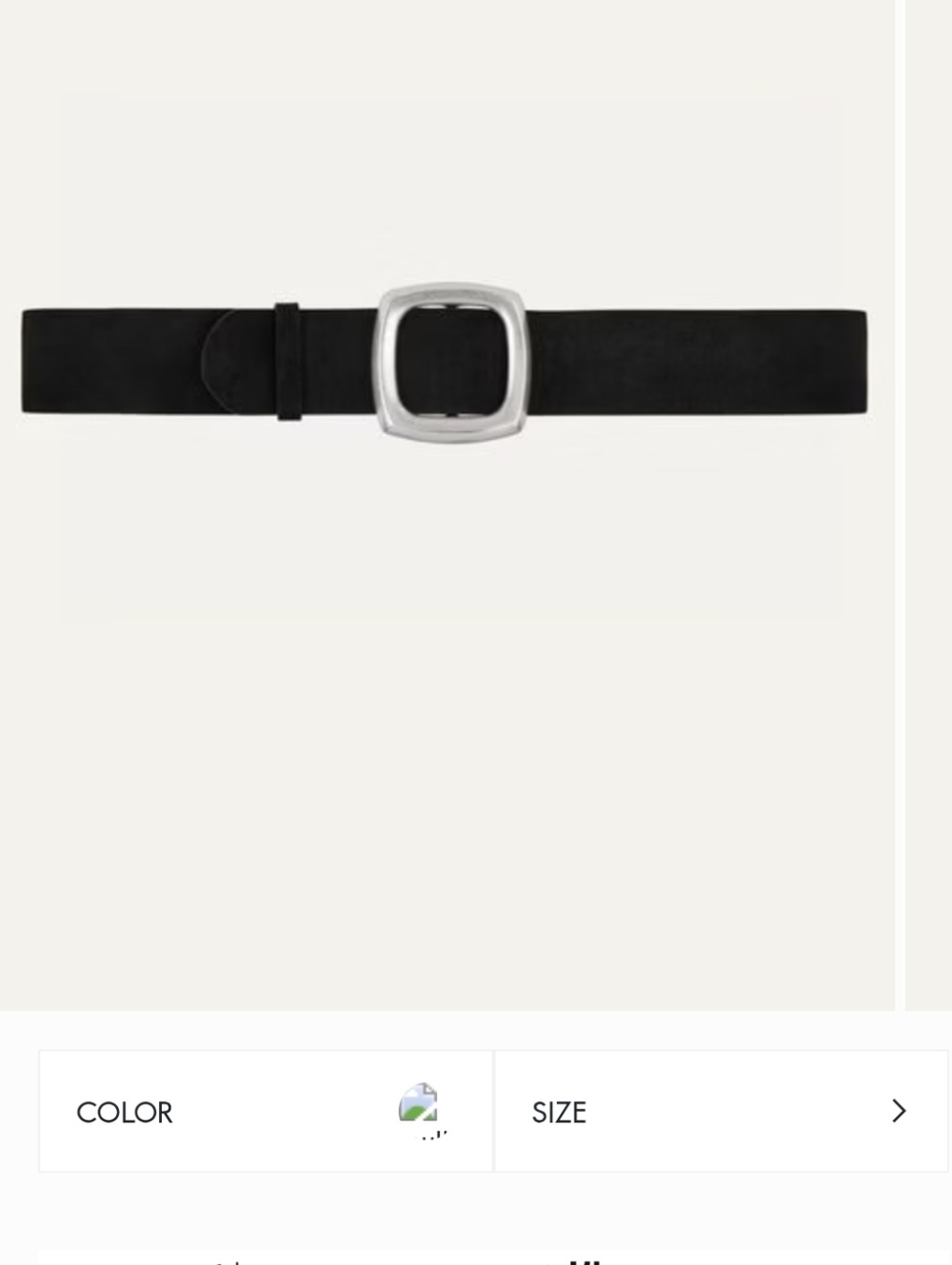 ba&sh Black Suede Belt with Silver Rounded Square Buckle